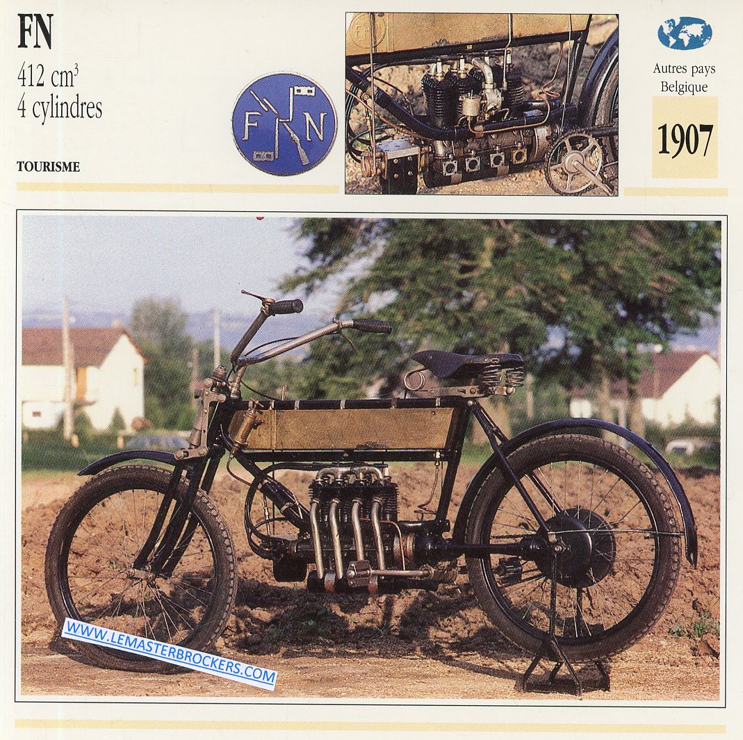 CARTE FICHE MOTO FN 412 CM3 4 CYLINDRES 1907