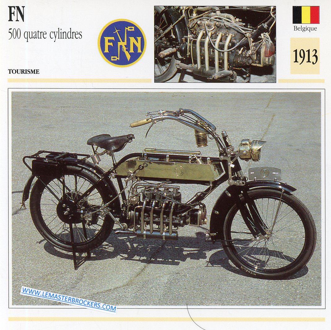 CARTE FICHE MOTO FN 500 QUATRE CYLINDRES 1913