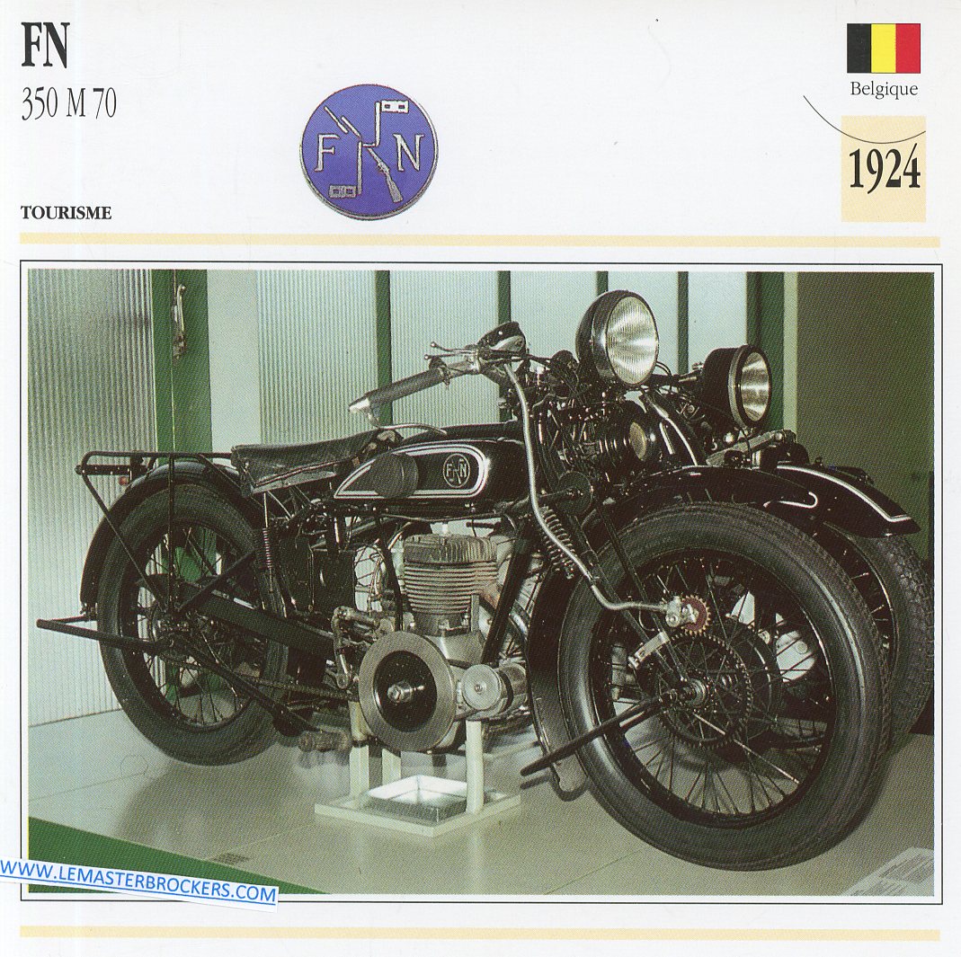 CARTE FICHE MOTO FN 350 M70 1924