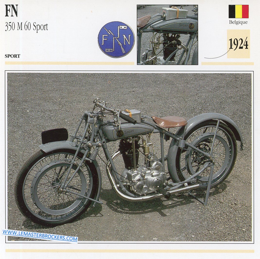 CARTE FICHE MOTO FN 350 M60 SPORT 1924