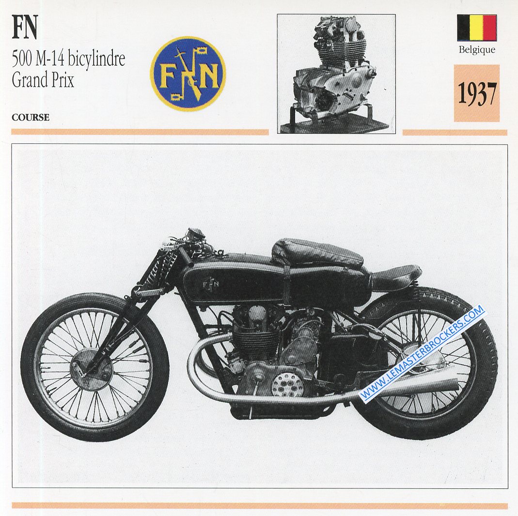 CARTE FICHE MOTO FN 500 M14 GRAND PRIX - 1937