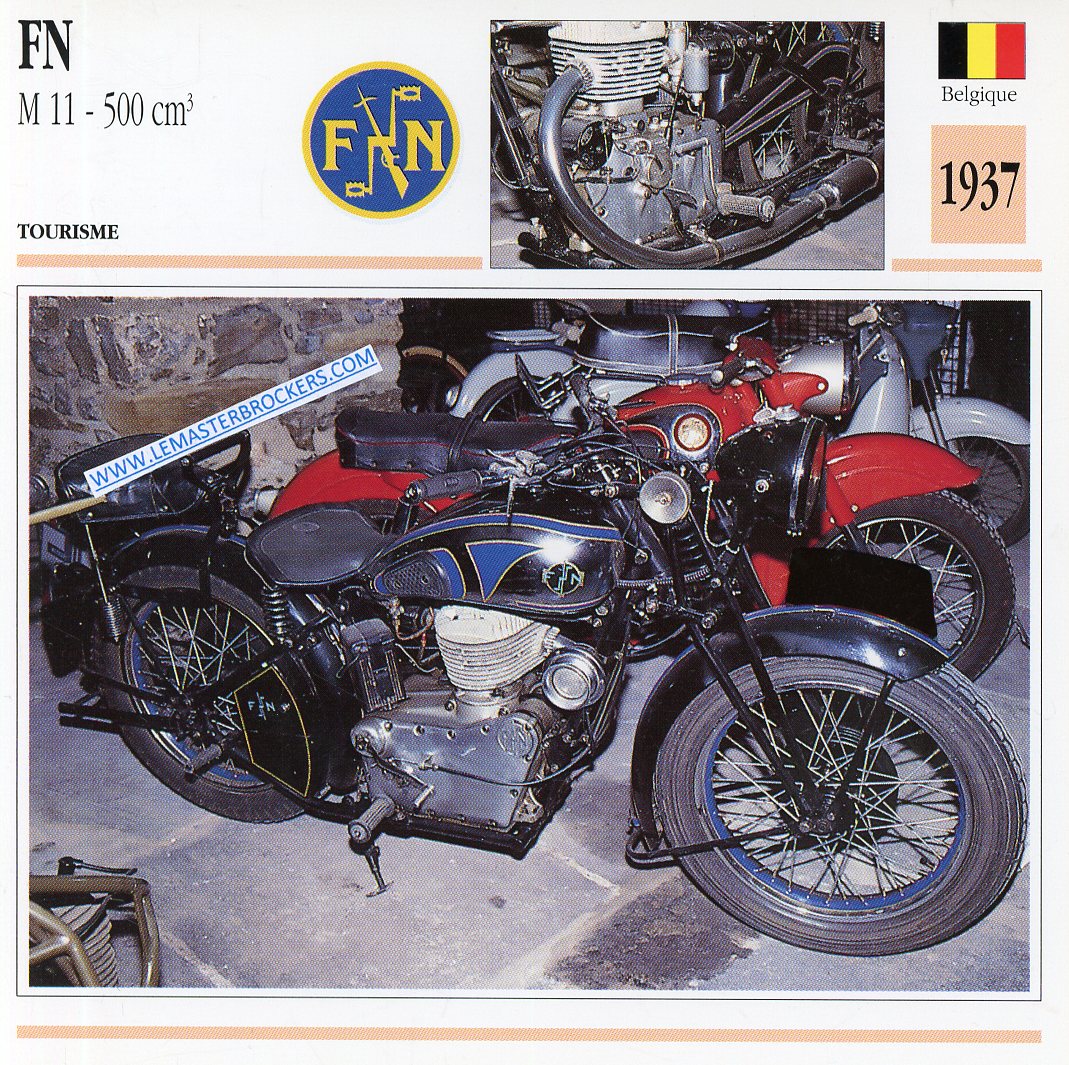 CARTE FICHE MOTO FN 500 M11 1937
