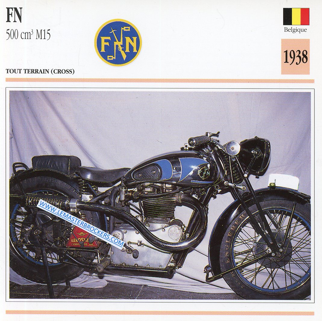 CARTE FICHE MOTO FN 500 M15 1938
