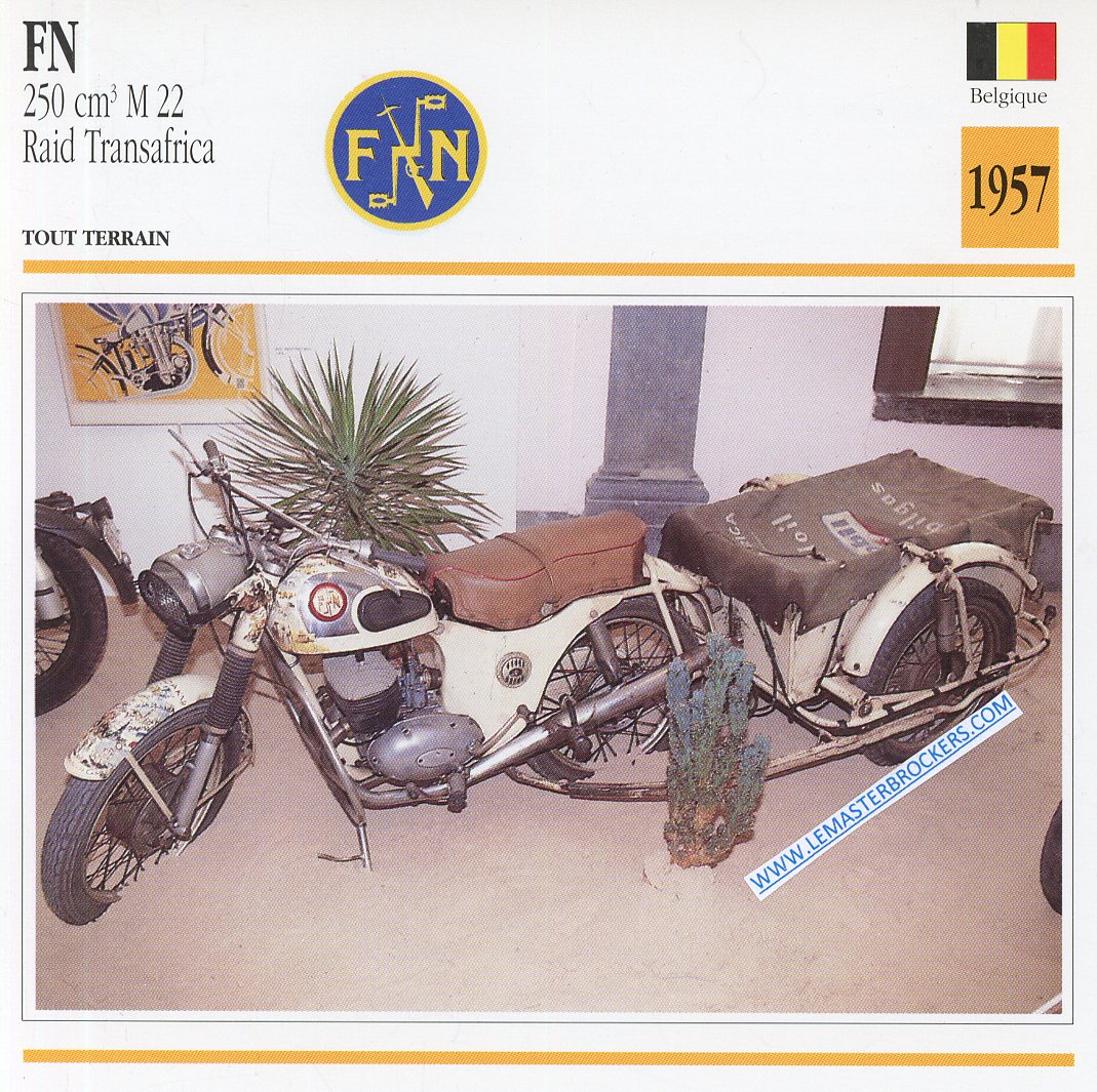 CARTE FICHE MOTO FN 250 M22 RAID TRANSAFRICA 1957