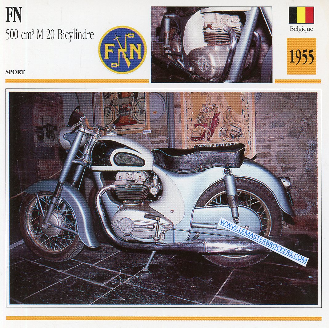 CARTE FICHE MOTO FN 500 M20 1955