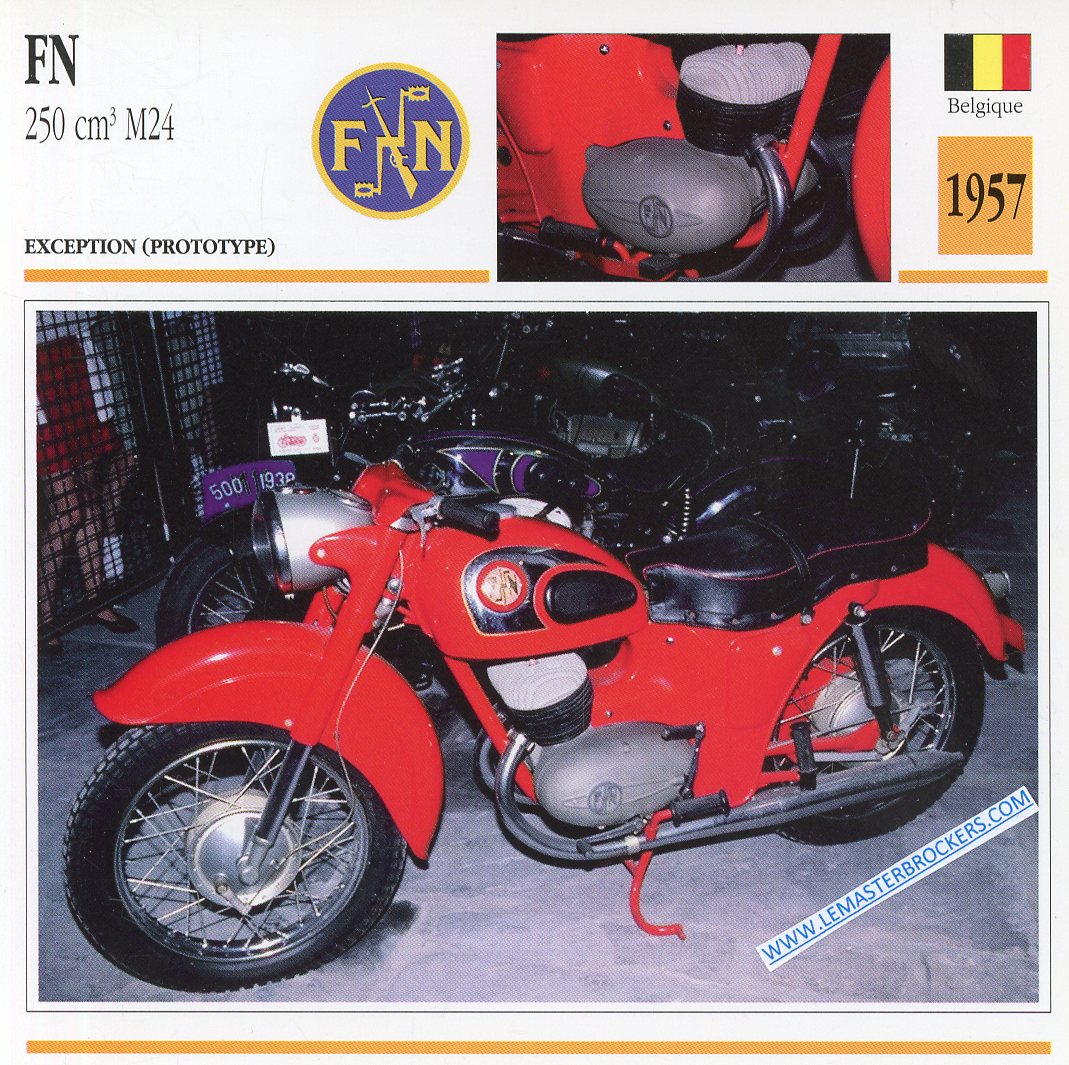 CARTE FICHE MOTO FN 250 M24 1957
