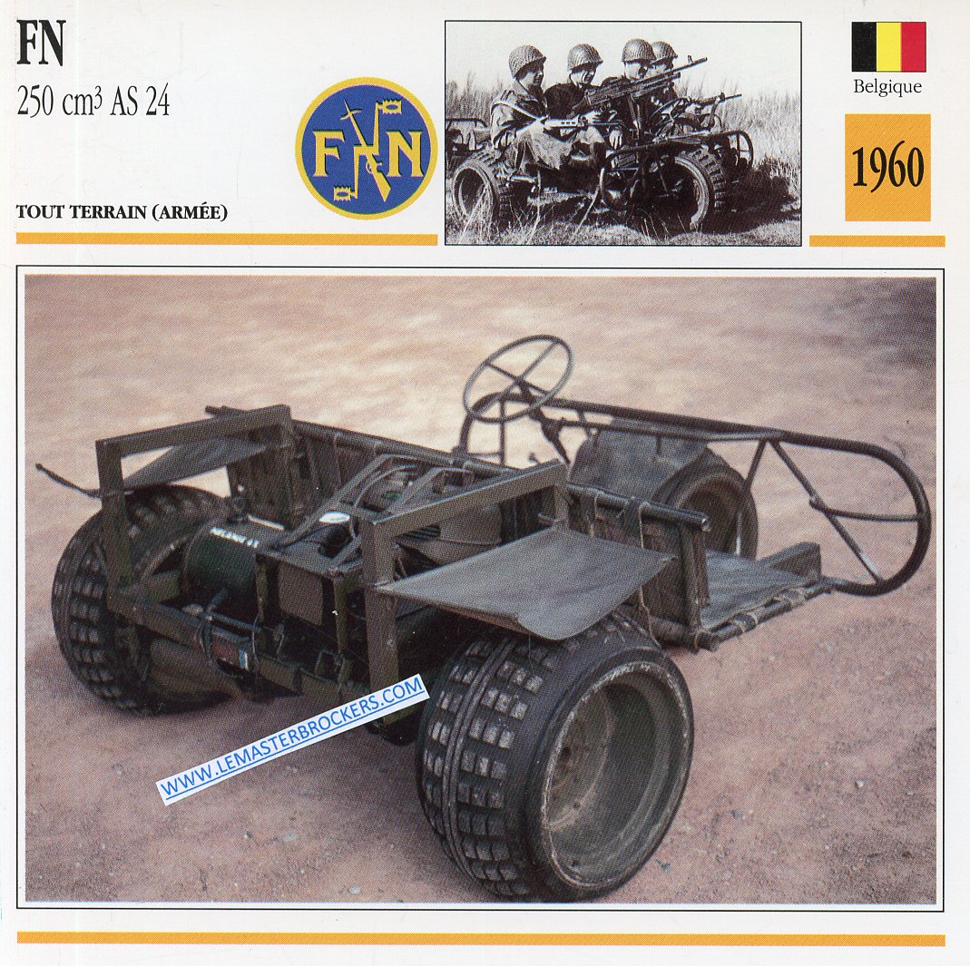CARTE FICHE MOTO TRICYCLE FN 250 AS24 1960