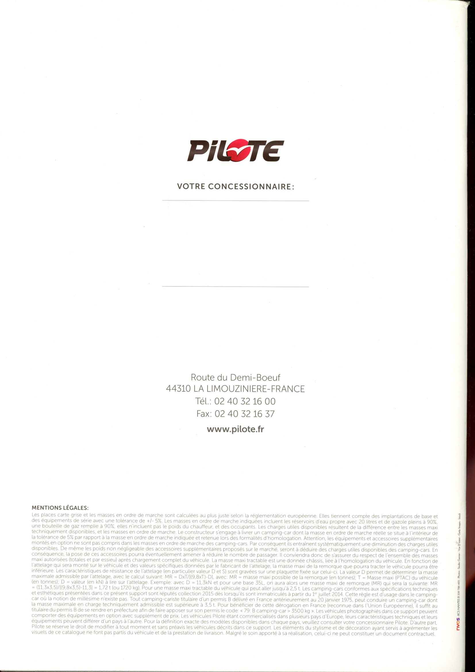 CATALOGUE PILOTE COLLECTION 2015