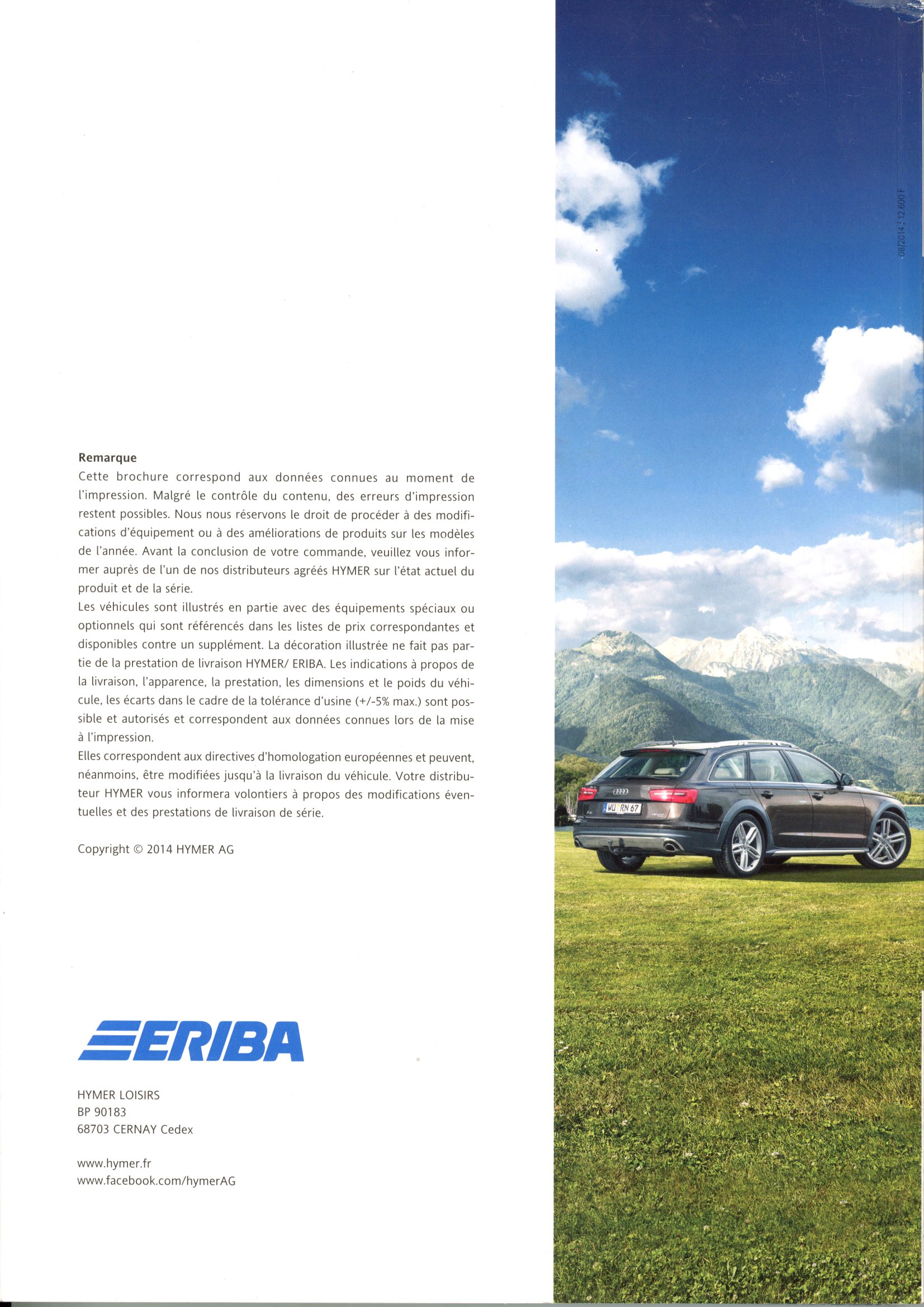 CATALOGUE CARAVANES ERIBA 2015