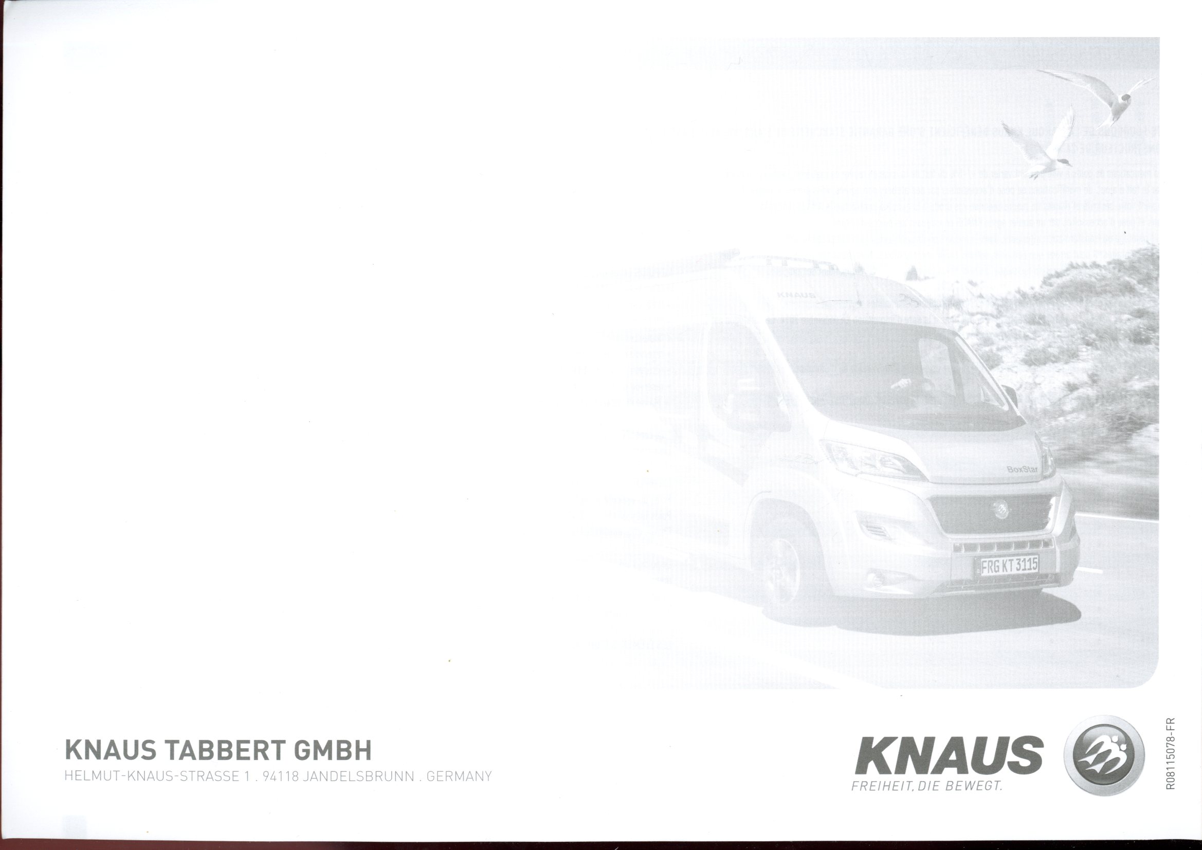 CAHIER DONNES TECHNIQUES KNAUS FOURGON 2016