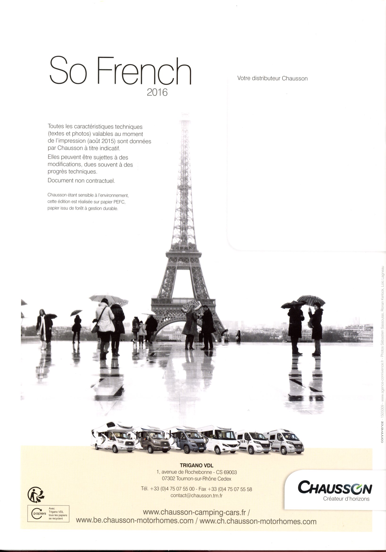 CATALOGUE CHAUSSON SO FRENCH 2016 CAMPING-CARS ET VANS