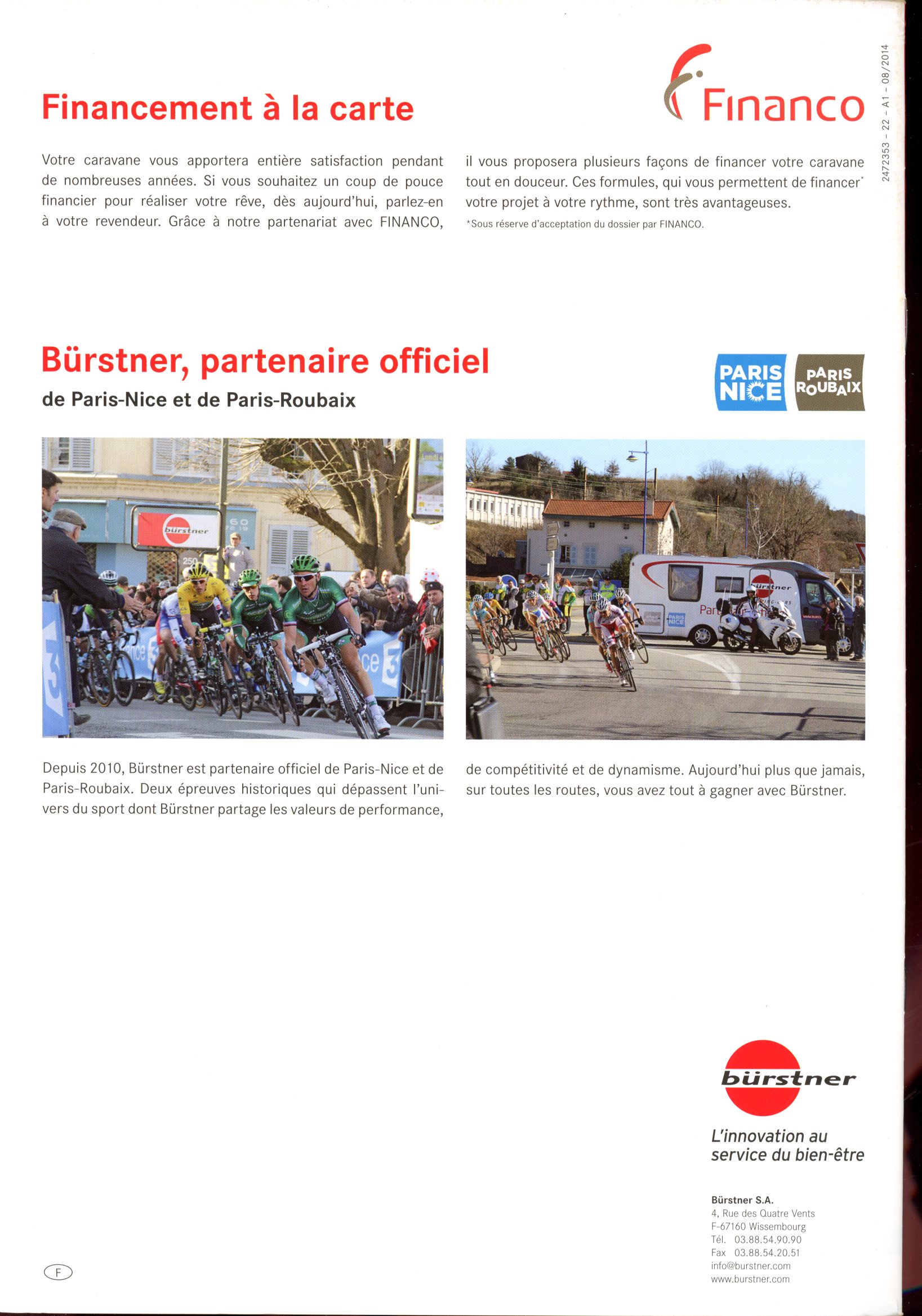 CATALOGUE CARAVANES 2015 BÜRSTNER SUR LES CARACTERISTIQUES TECHNIQUES