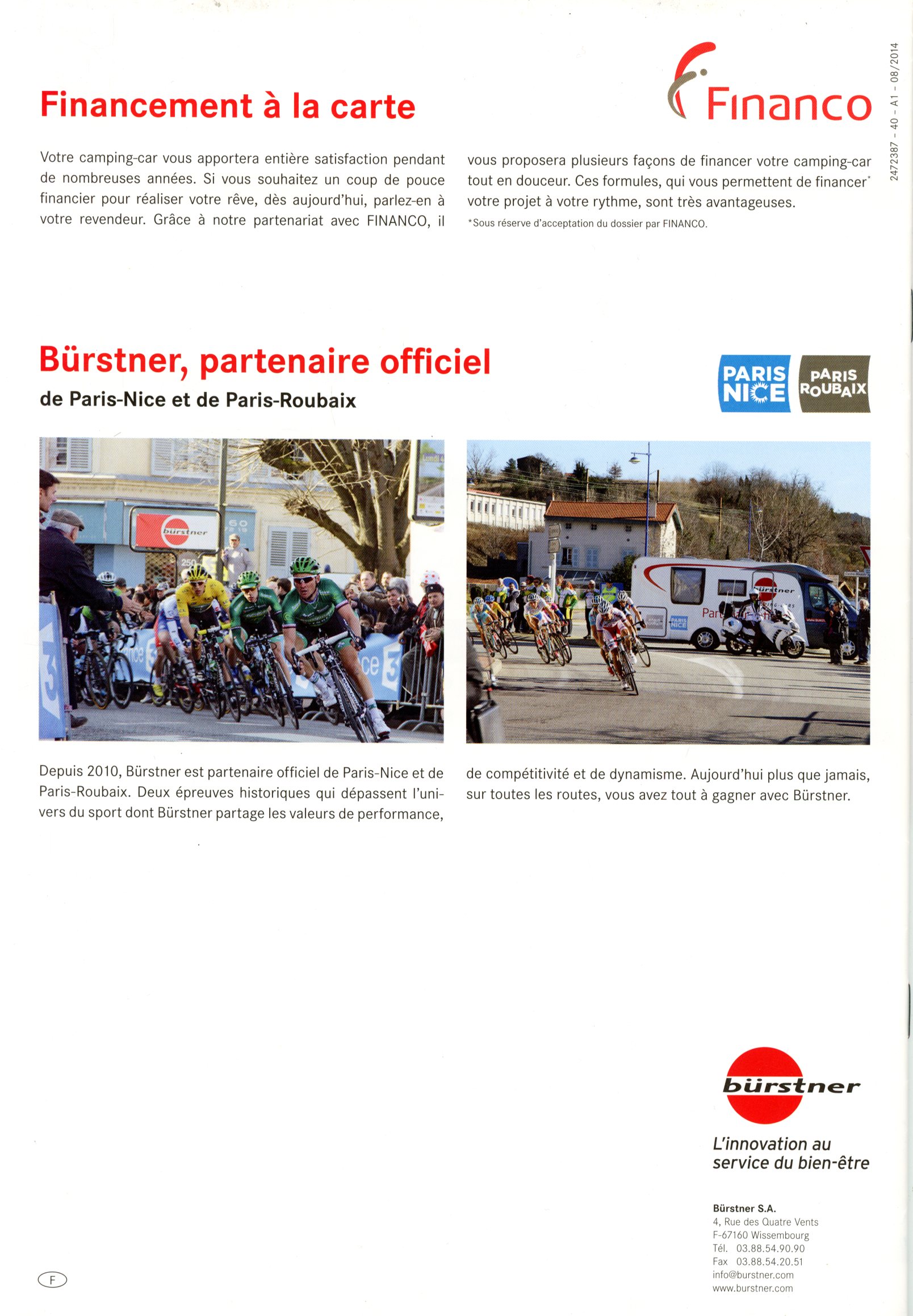 CATALOGUE BÜRSTNER 2015 CARACTERISTIQUES TECHNIQUES EDITION 2014