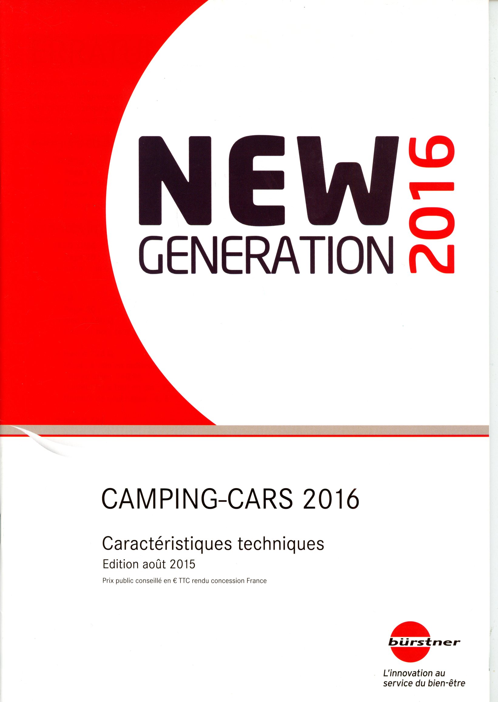 CATALOGUE BÜRSTNER 2016 CARACTERISTIQUES TECHNIQUES EDITION 2015