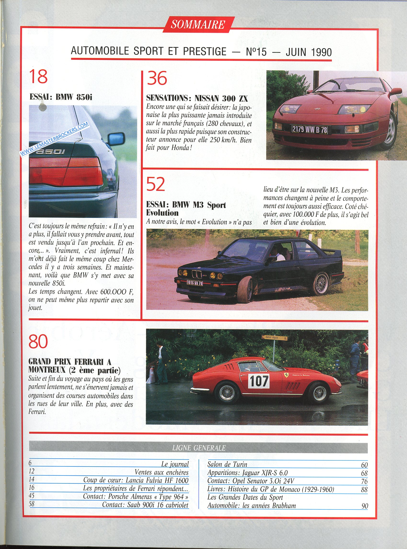 MAGAZINE AUTOMOBILE SPORT ET PRESTIGE N° 15 BMW 850i NISSAN 300ZX JAGUAR XJR-S
