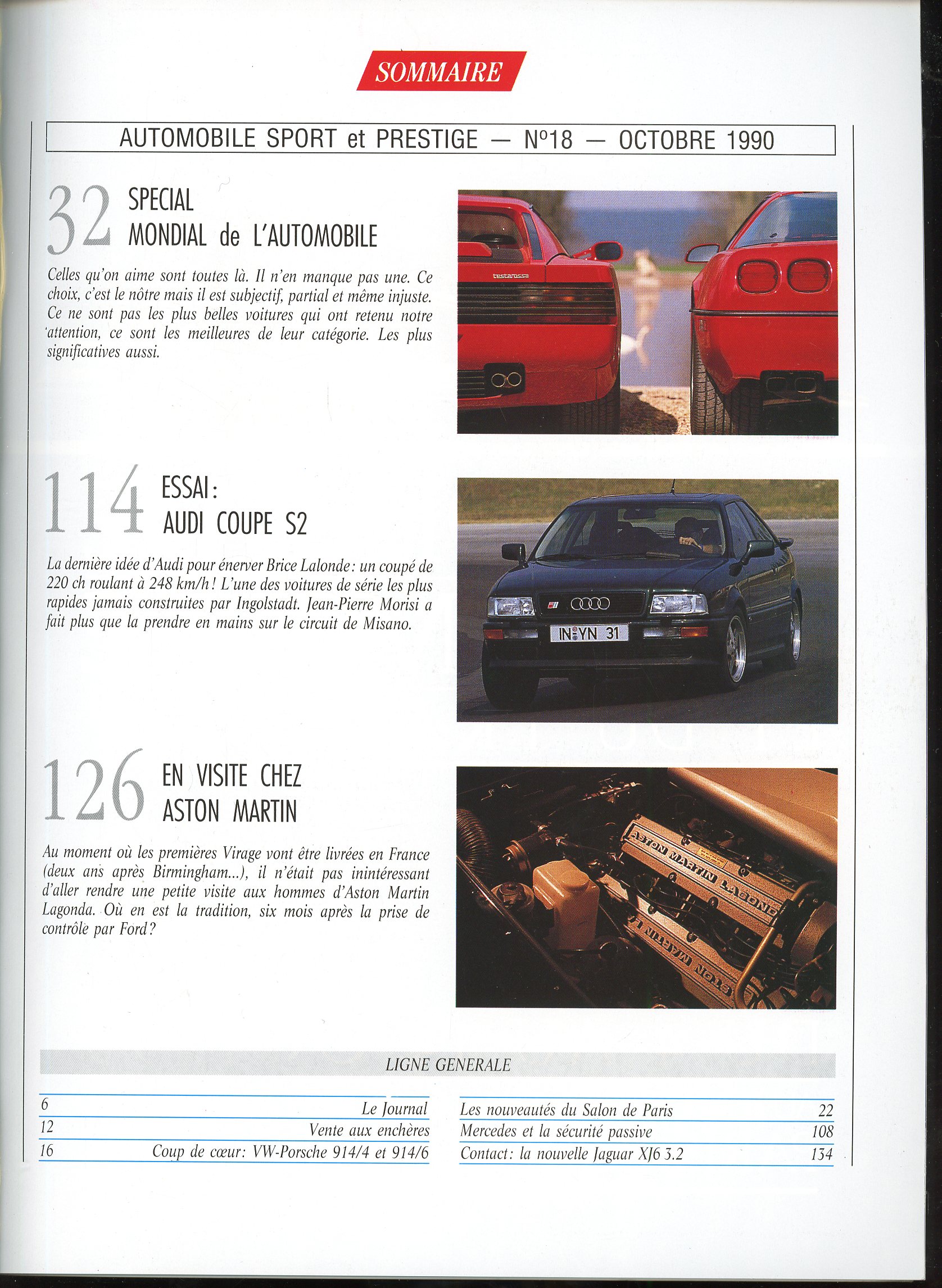 AUTOMOBILE SPORT ET PRESTIGE N° 18 AUDI S2 JAGUAR XJ6 PORSCHE 914