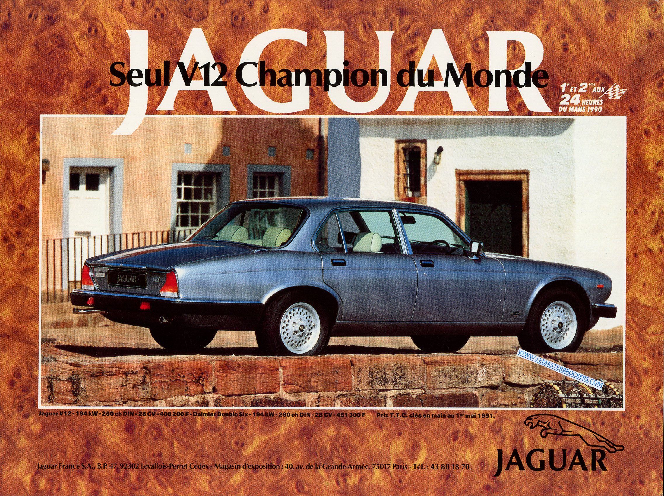 PUBLICITE 1990 AUTOMOBILE JAGUAR V12 DAIMLER