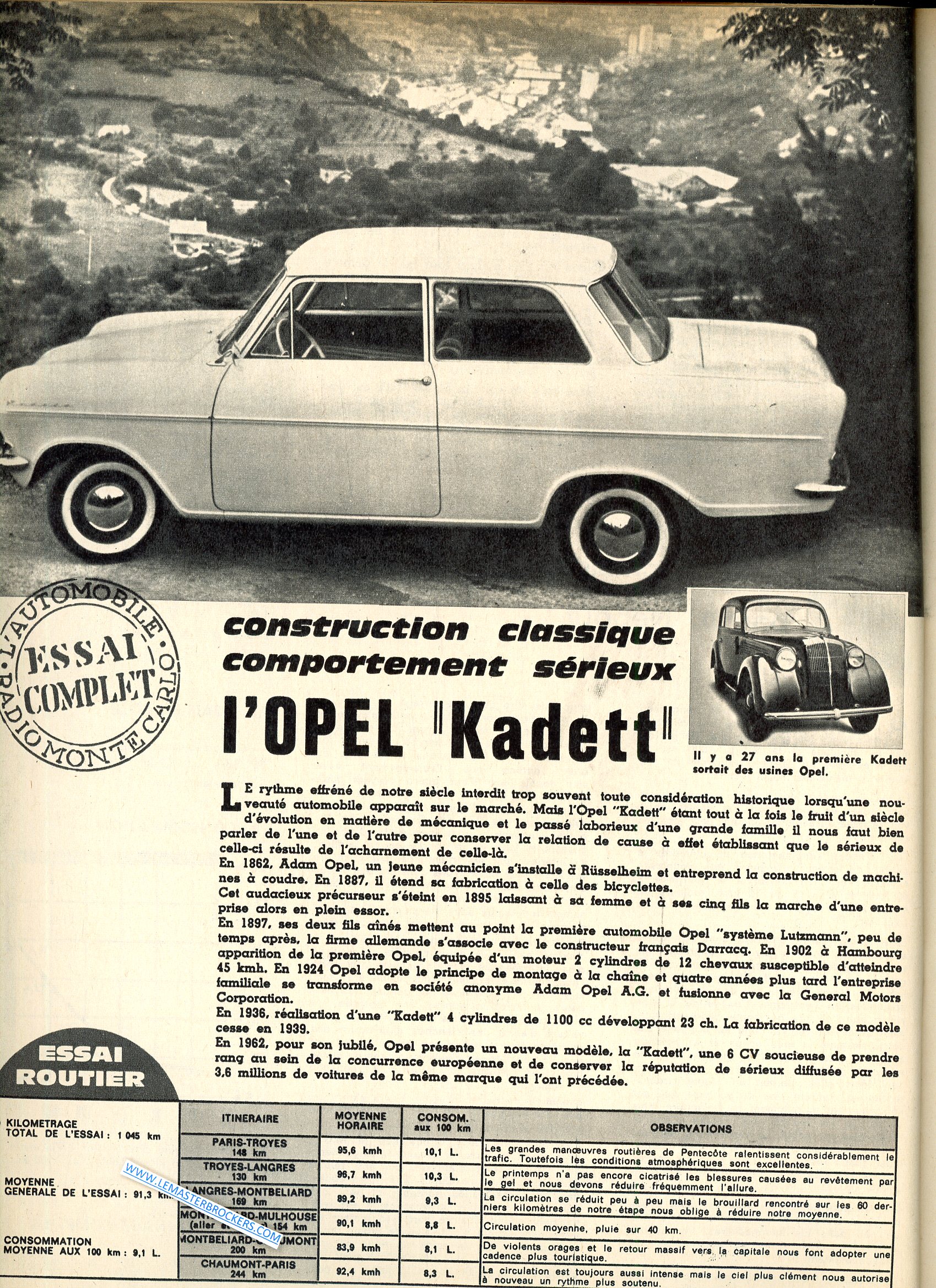 ESSAI OPEL KADETT 1963