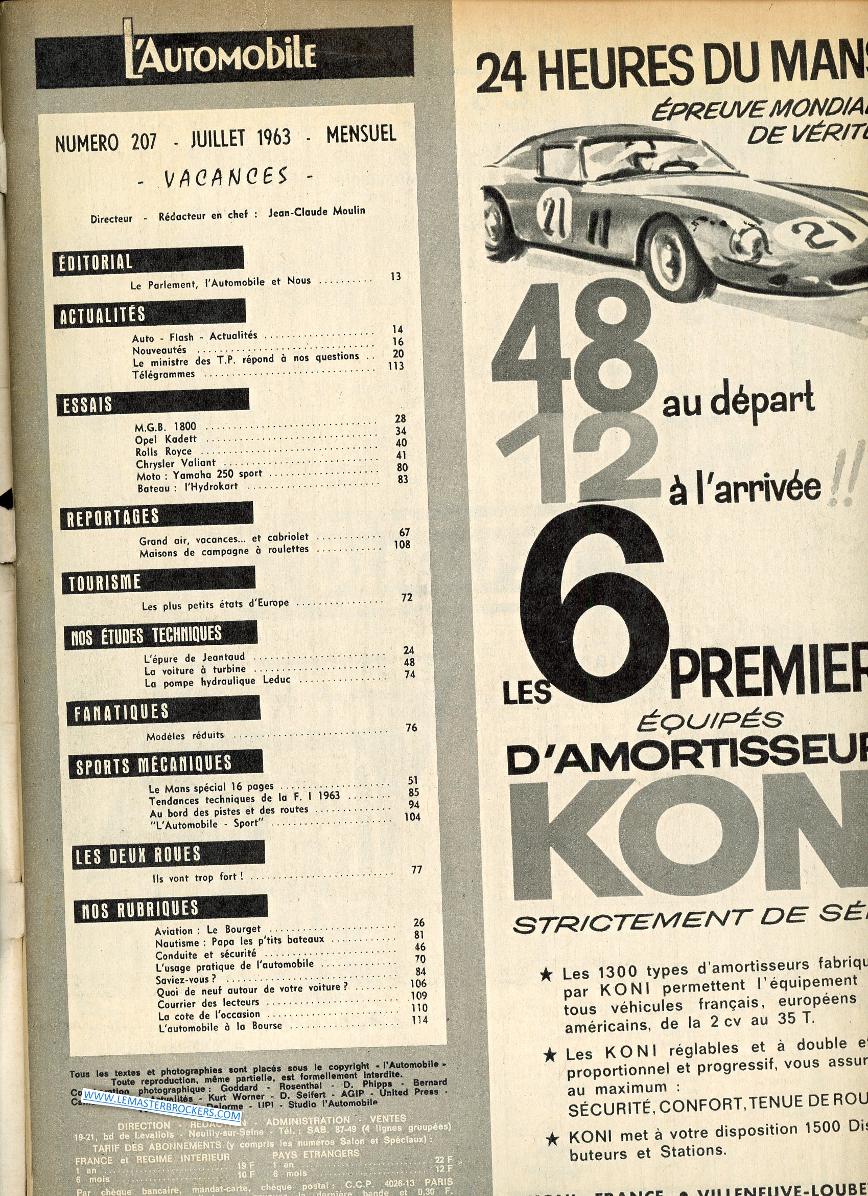 LAUTOMBILE MAGAZINE 207 1963 OPEL KADETT - CHRYSLER VAILLANT - YAMAHA 250 SPORT