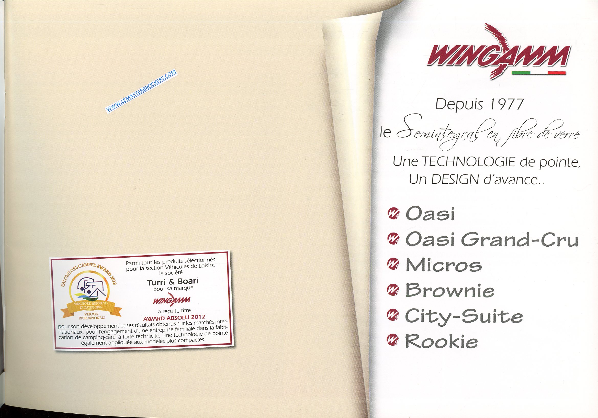 BROCHURE CAMPING-CARS WINGAMM OASI MICROS BROWIE CITY-SUITE ROOKIE 2013