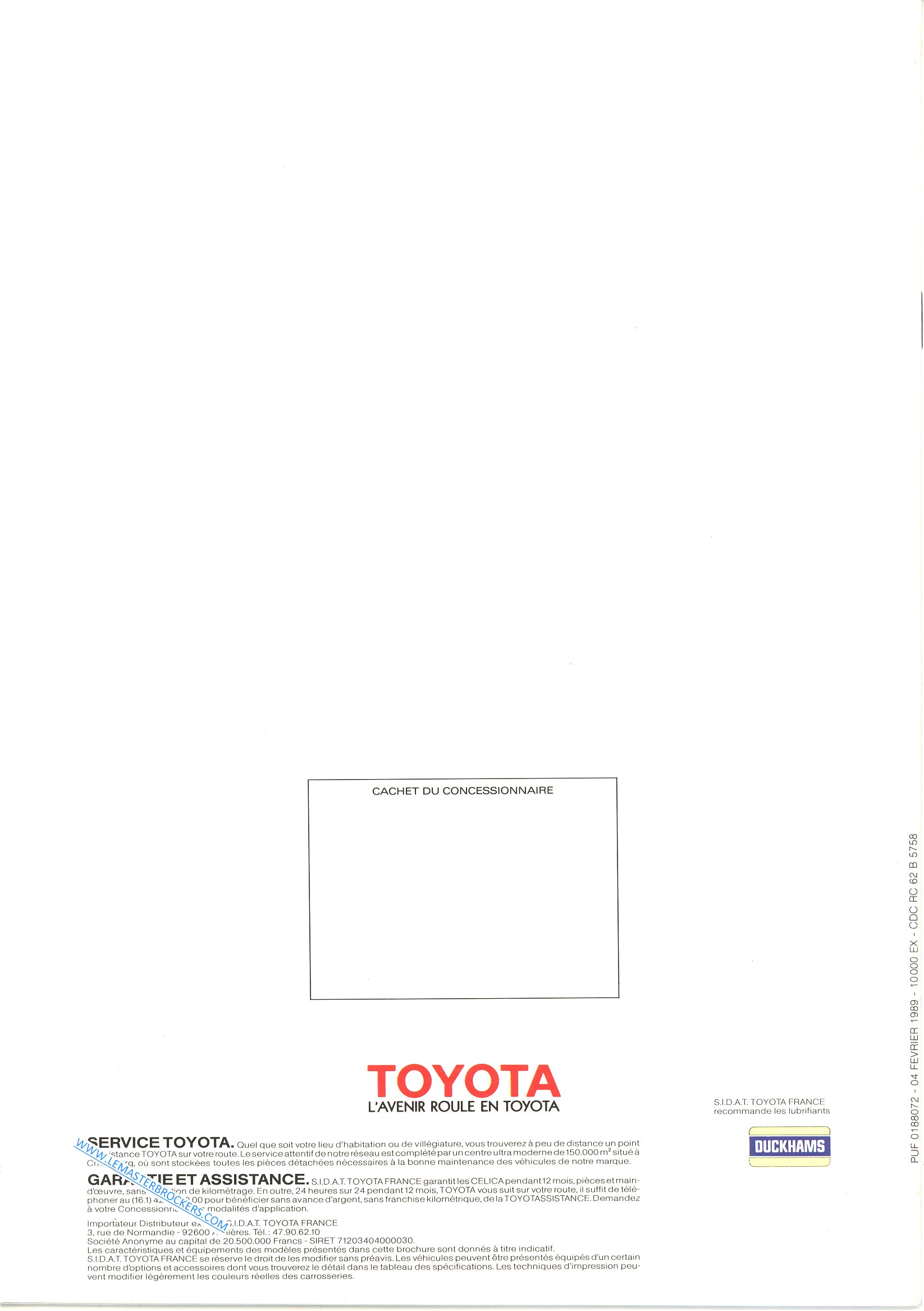 BROCHURE TOYOTA CELICA - EDITION 1989