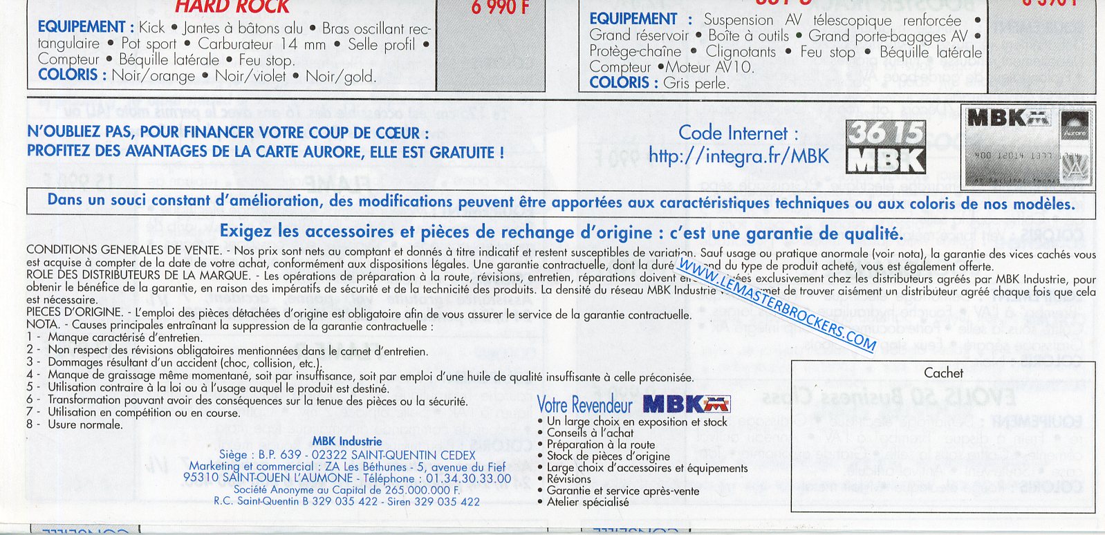 MBK CYCLOS SCOOTERS TRAILS 1997