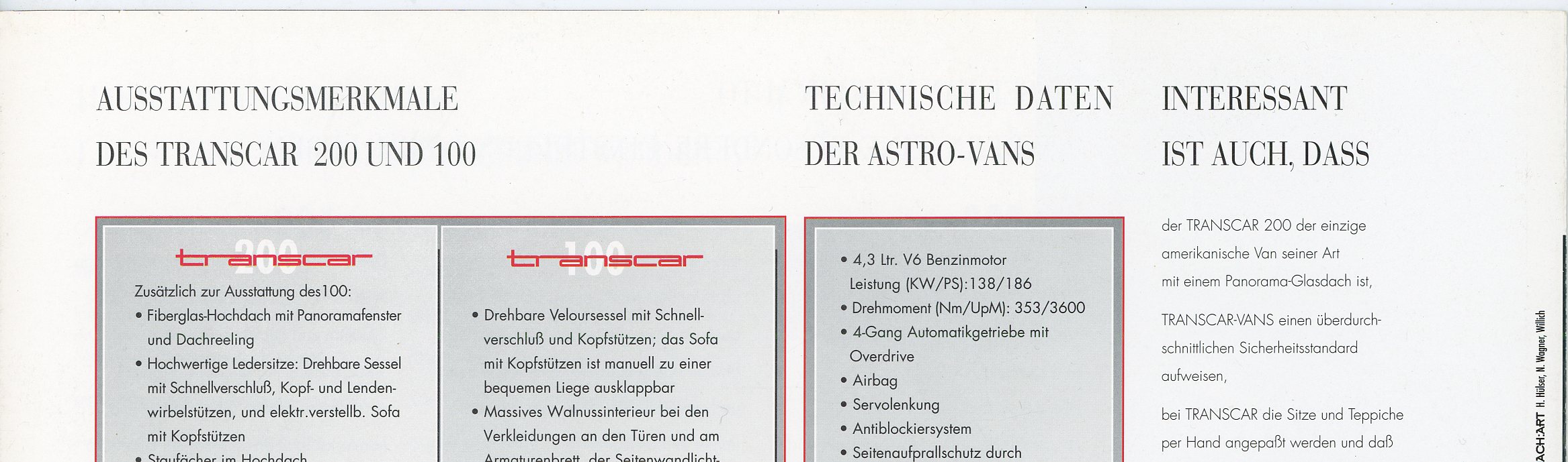 BROCHURE TRANSCAR ASTRO 100 200 - 1995