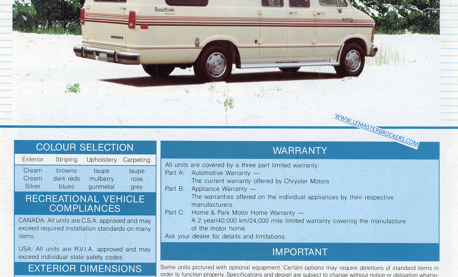 BROCHURE VAN ROADTREK VERSATILE INDEPENDENT POPULAR