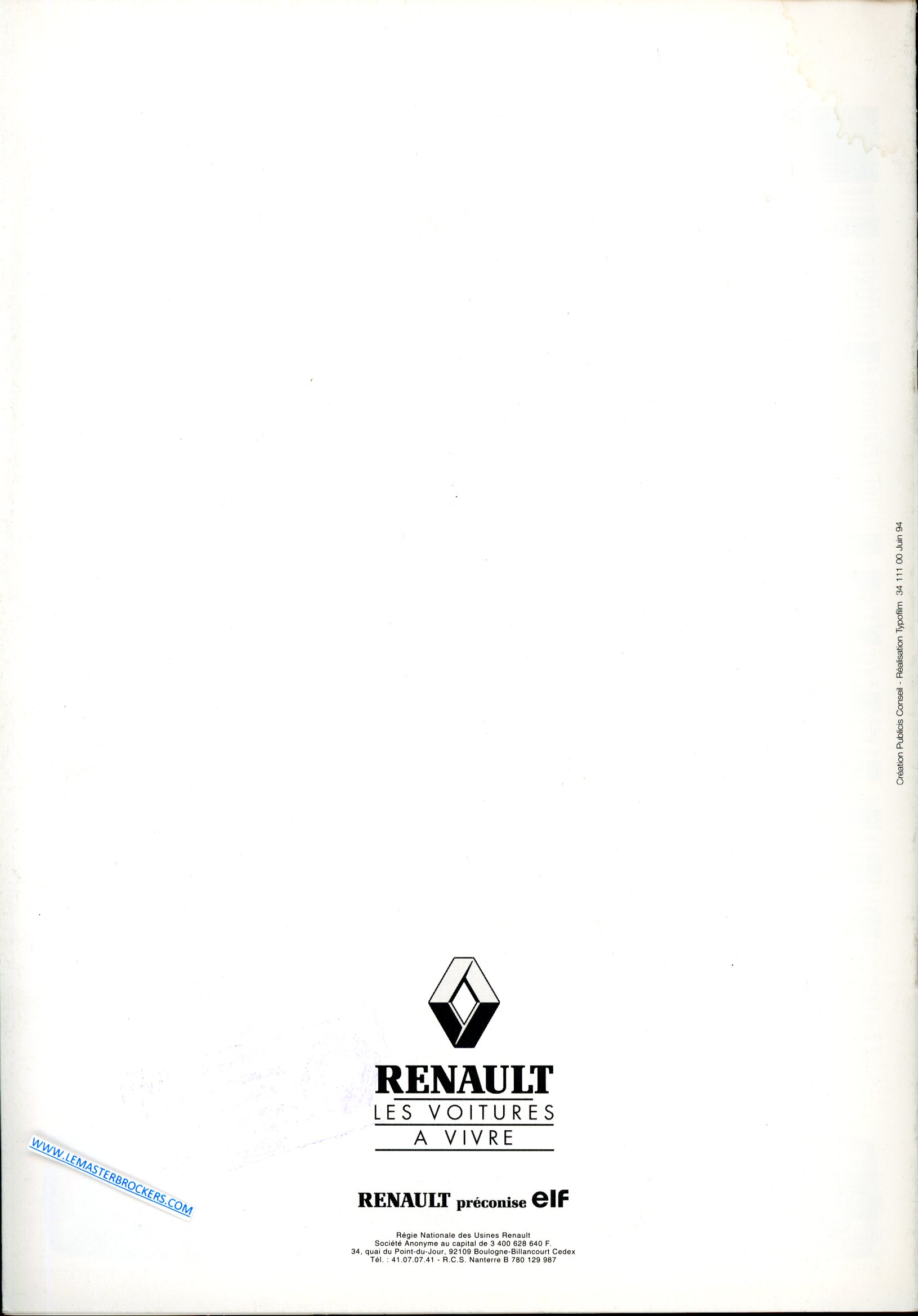 CATALOGUE RENAULT CLIO RSI 16V BACCARA RL S RN 1994