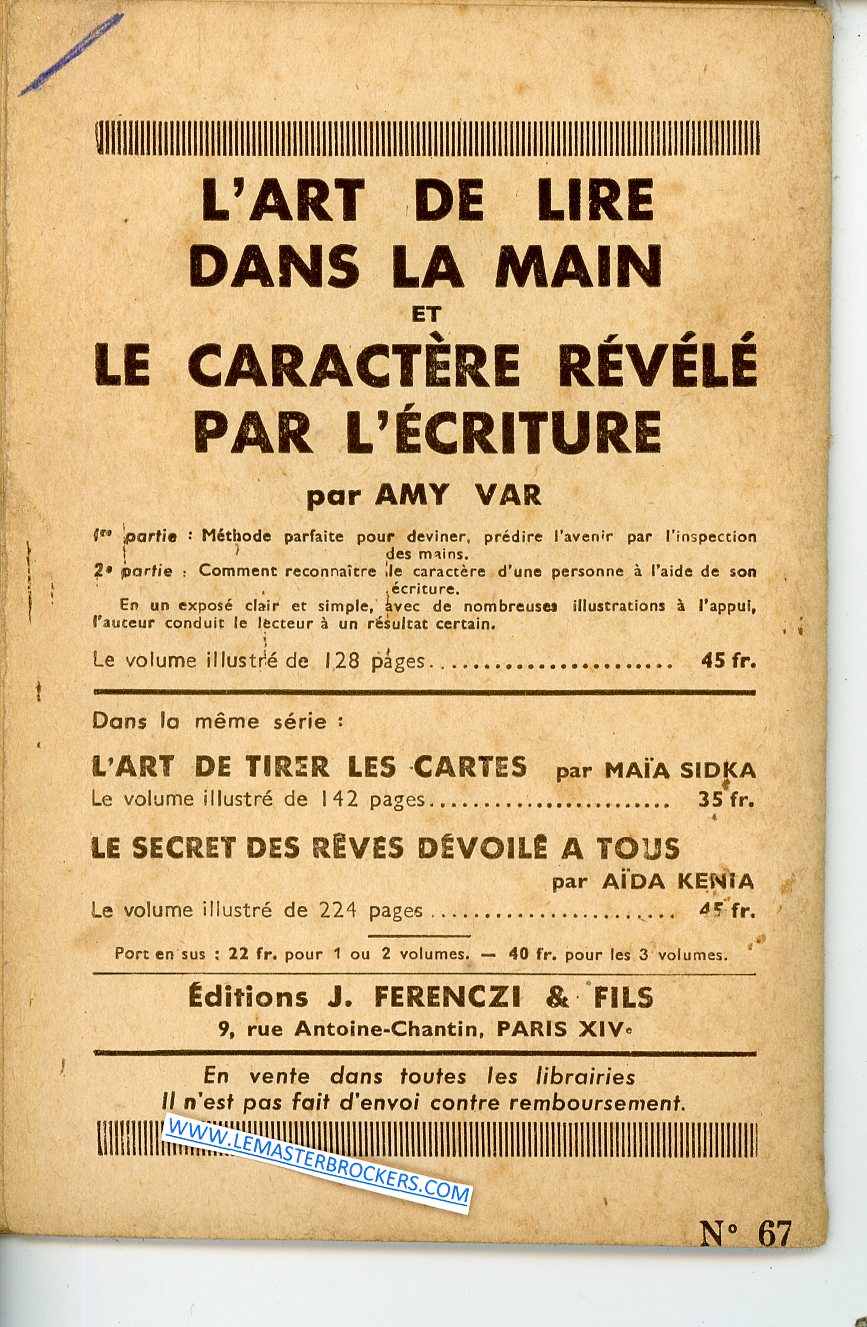 MON ROMAN POLICIER : DU SANG A LENTRESOL - J. FERENCZI ET FILS 1948