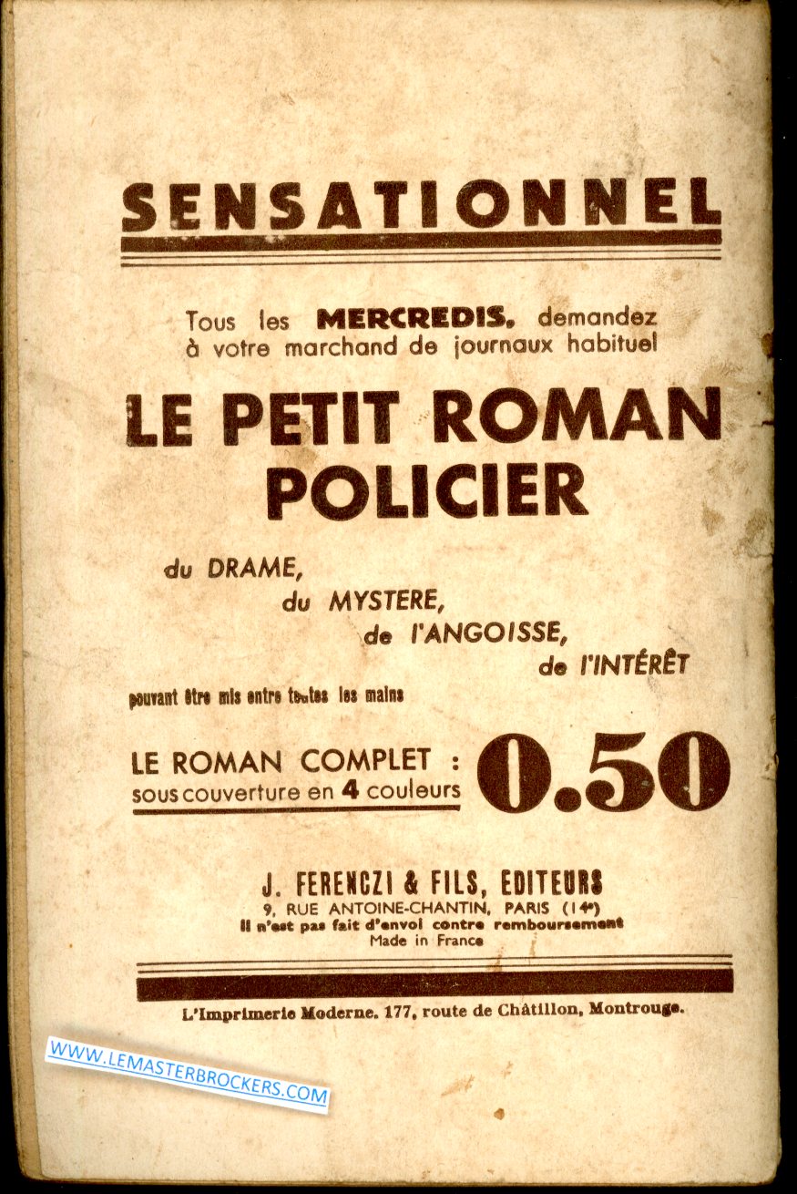 ROMAN POLICIER DU SANG DANS LA GLACIERE - MAURICE DU MOULINS 1939