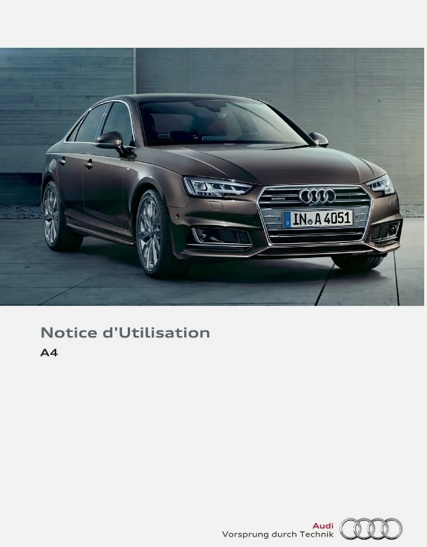 MANUEL DU PROPRIETAIRE AUDI A4 DE 2015 A 2019