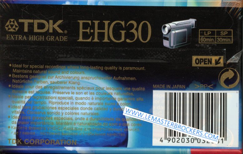 TDK EHG30 VHSC Pal Secam vidéo cassette