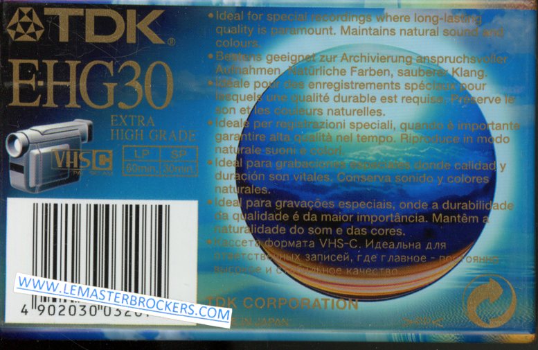 4902030032074 - TDK EHG30 VHS-C PAL-SECAM