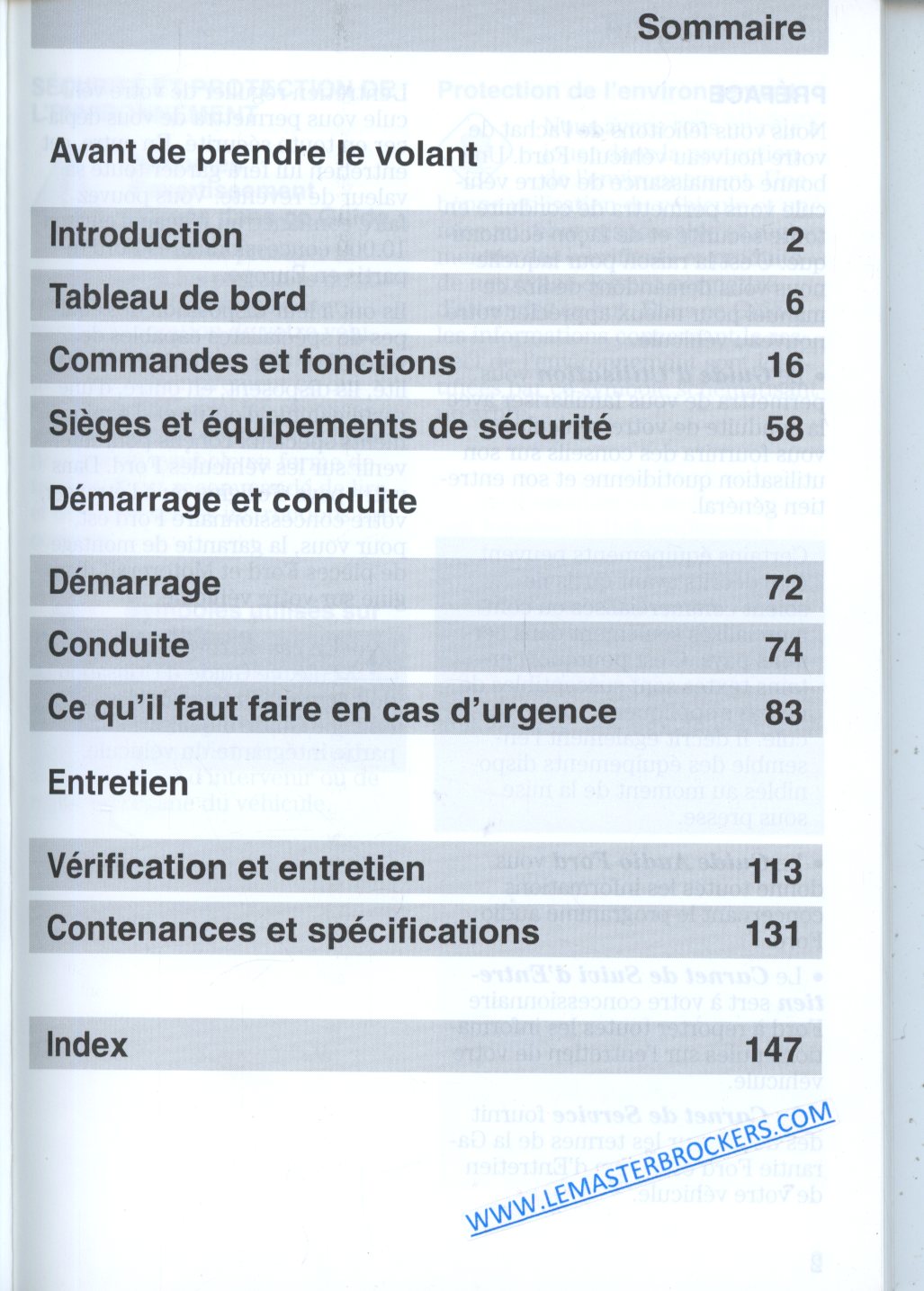 FORD PUMA 1999 - GUIDE DUTILISATION - NOTICE DE BORD