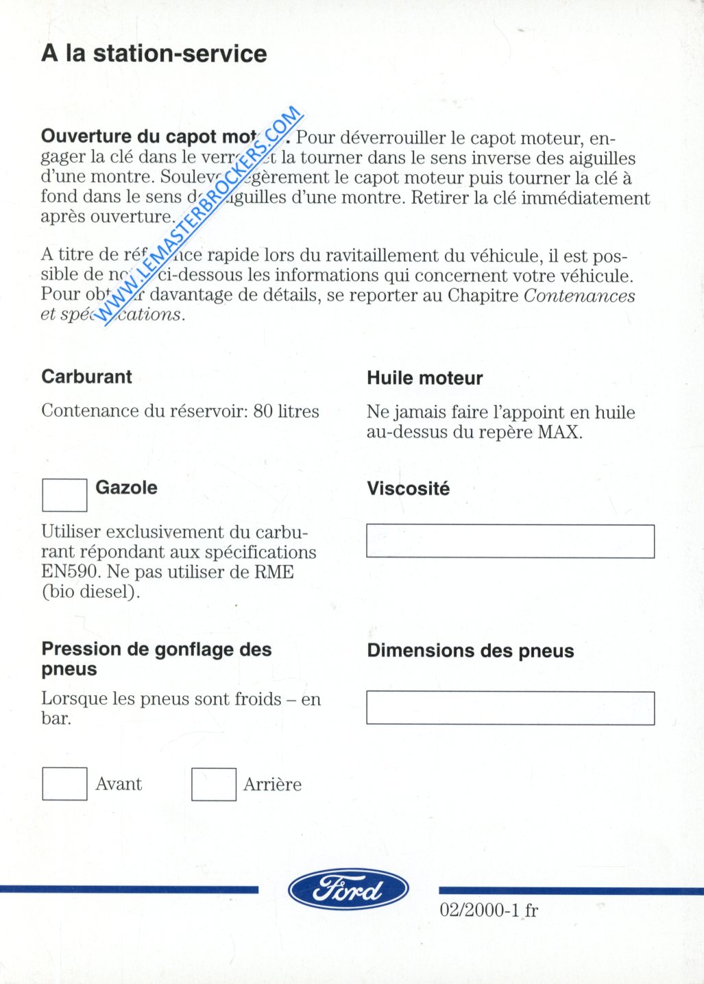 GUIDE DUTILISATION FORD FOCUS 2003
