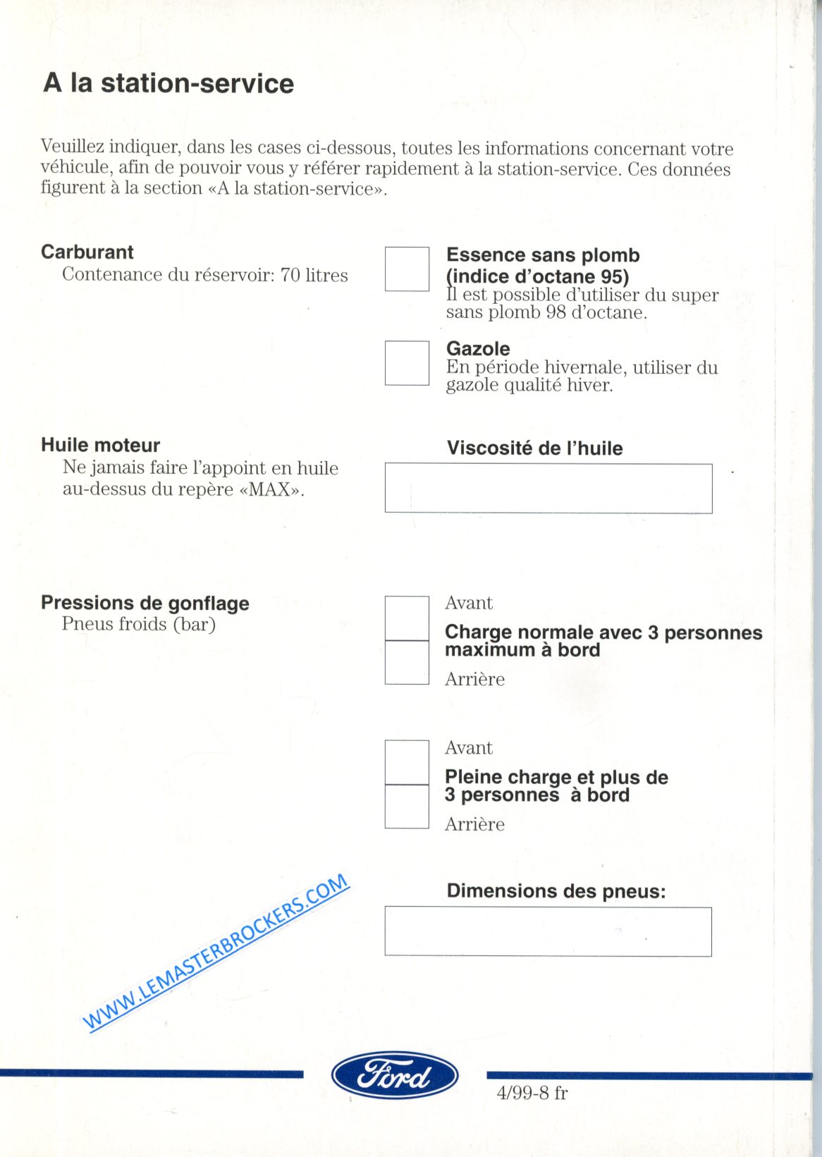 GUIDE DUTILISATION FORD GALAXY 1999