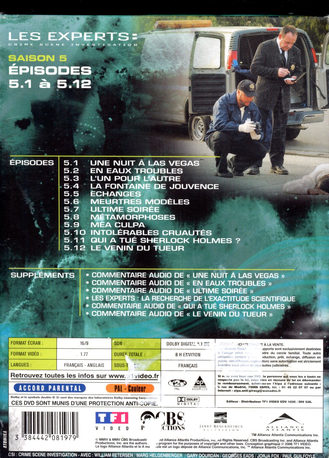 DVD LES EXPERTS SAISON 5 EPISODES 5.1 A 5.12