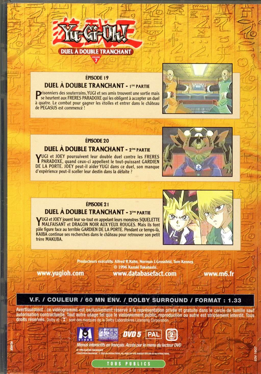 DVD YU-GI-OH! DUEL A DOUBLE TRANCHANT - VOLUME 7
