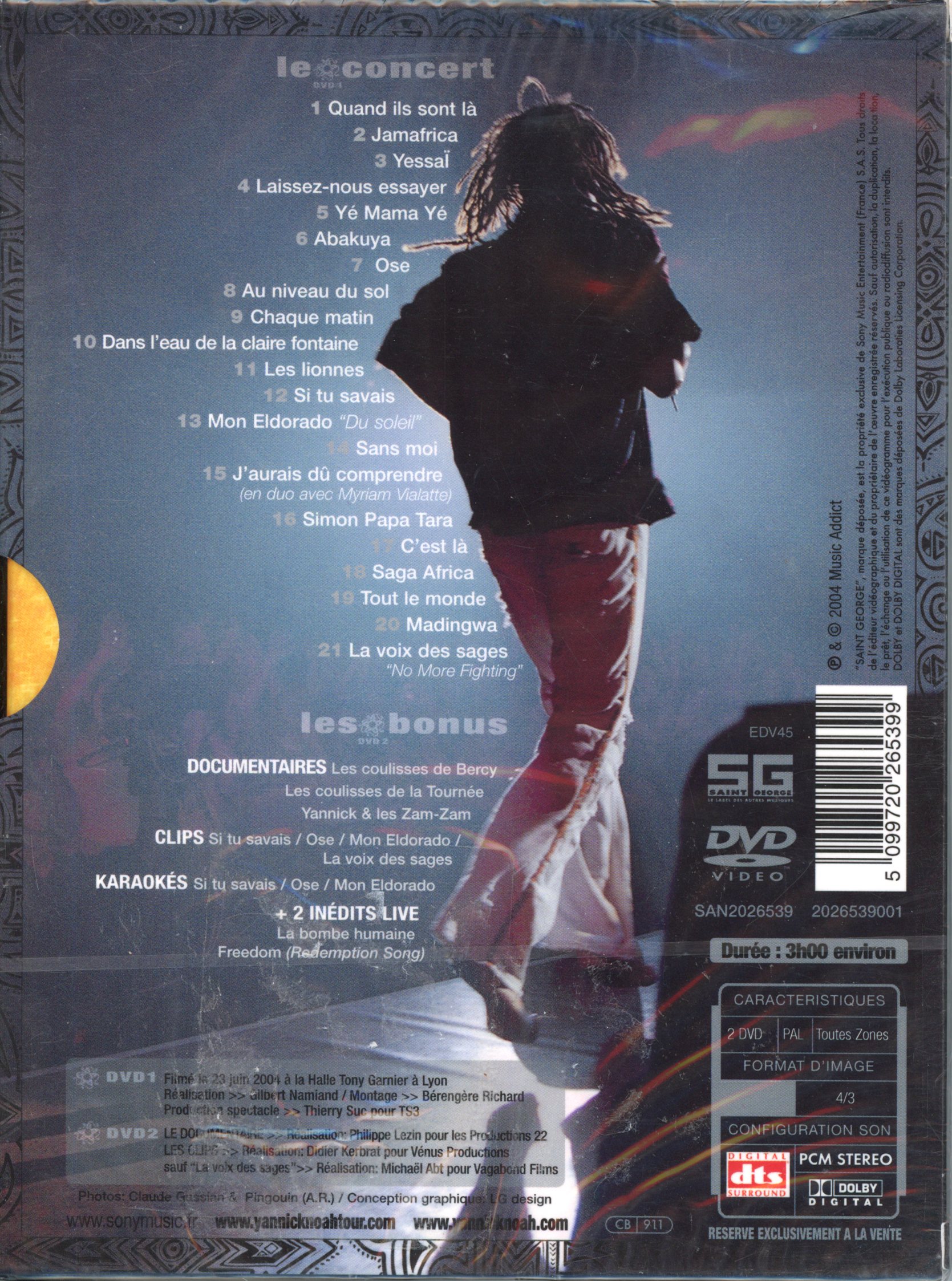 DVD YANNICK NOAH QUAND VOUS ETES LA - 5099720265399