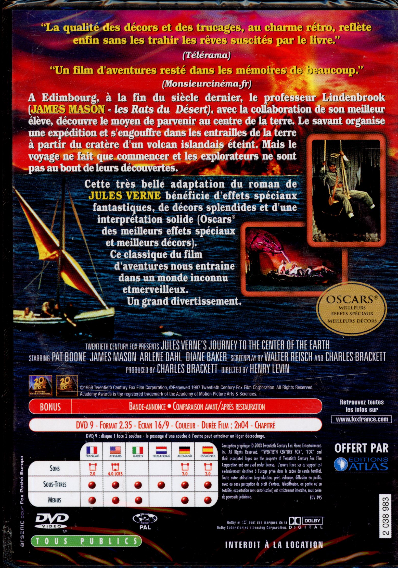 DVD VOYAGE AU CENTRE DE LA TERRE  - lemasterbrokers