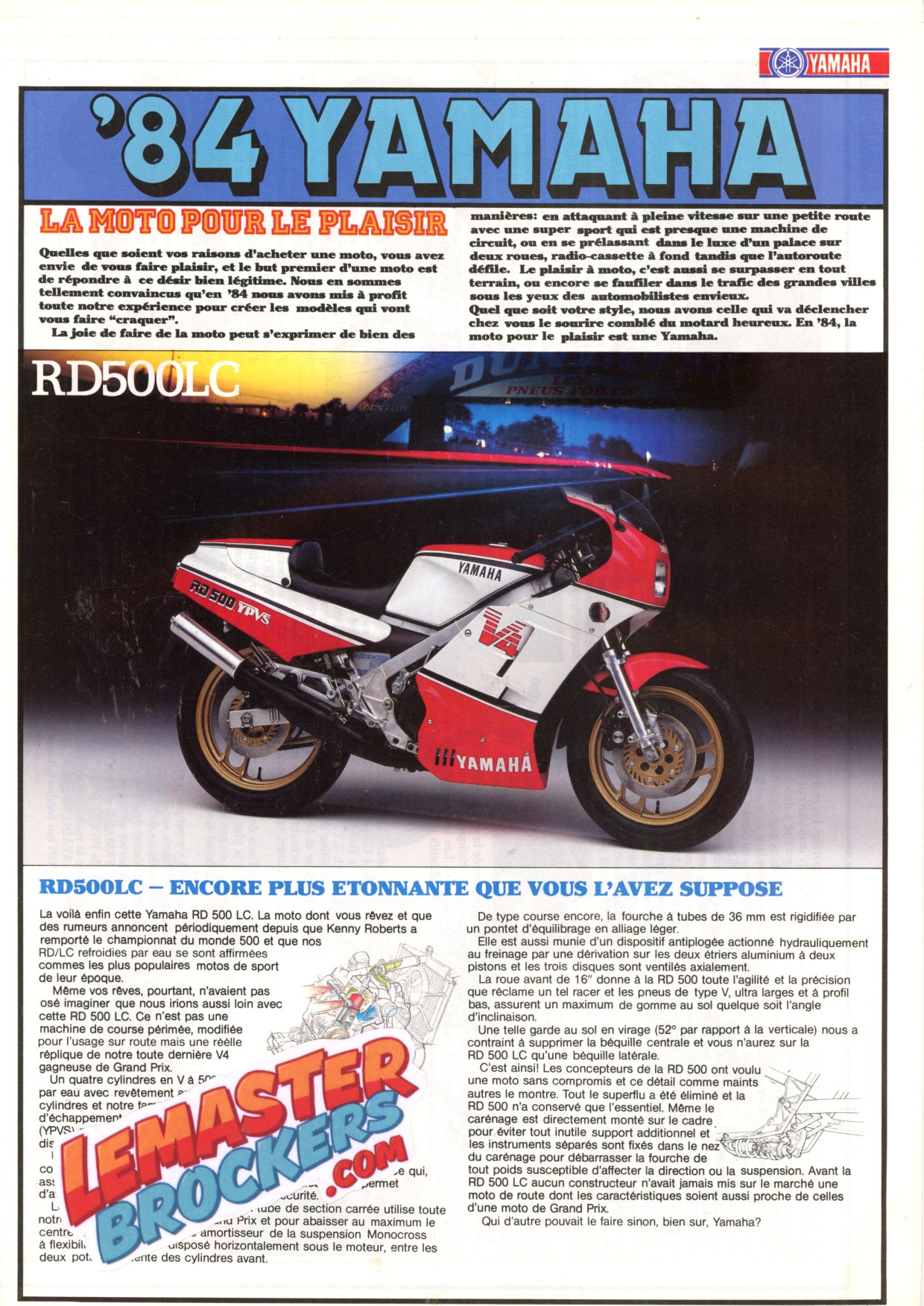 BROCHURE YAMAHA 1984 RD500LC FJ XJ XVZ12T DT125LC XT XZ XS TR1