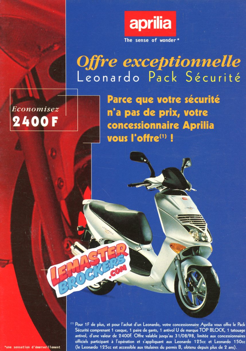 BROCHURE PUBLICITAIRE APRILIA LEONARDO PACK SECURITE