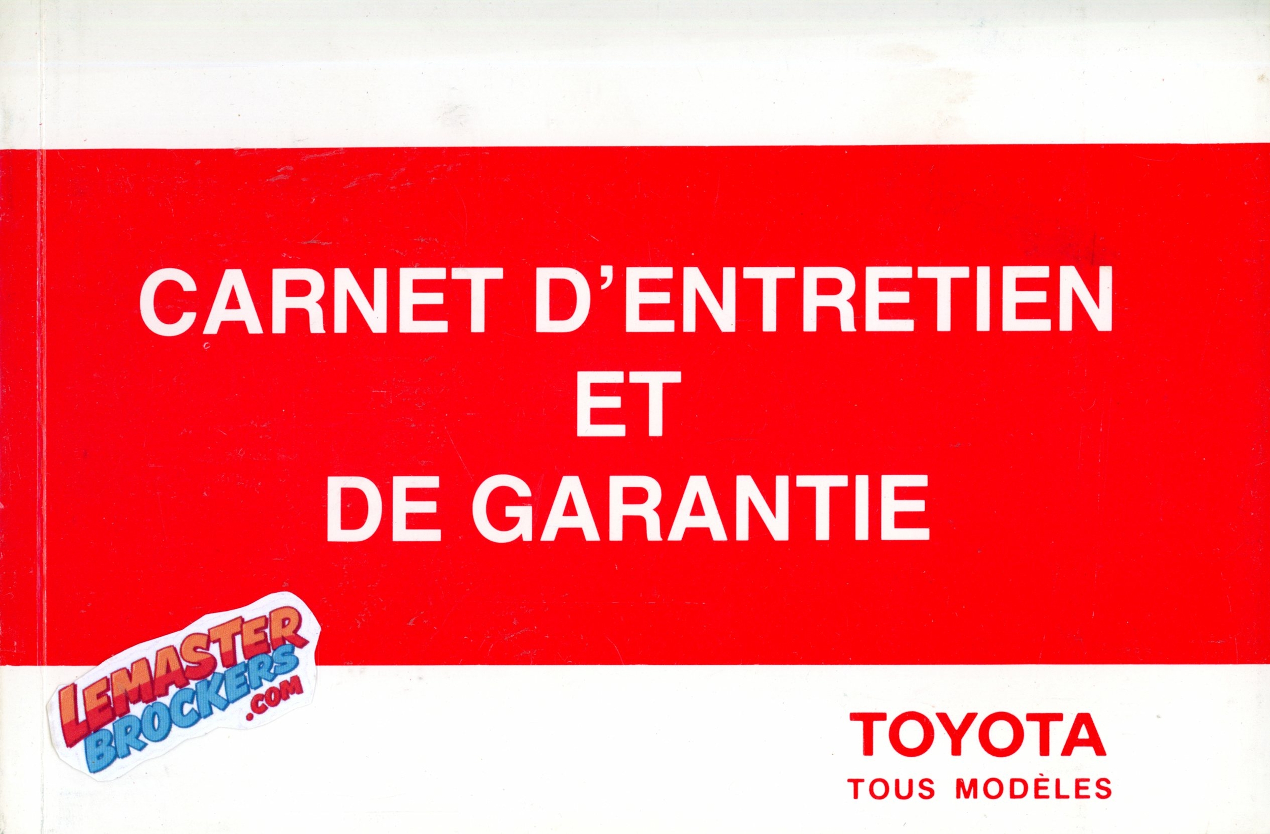 CARNET DENTRETIEN TOYOTA ORIGINAL 1989
