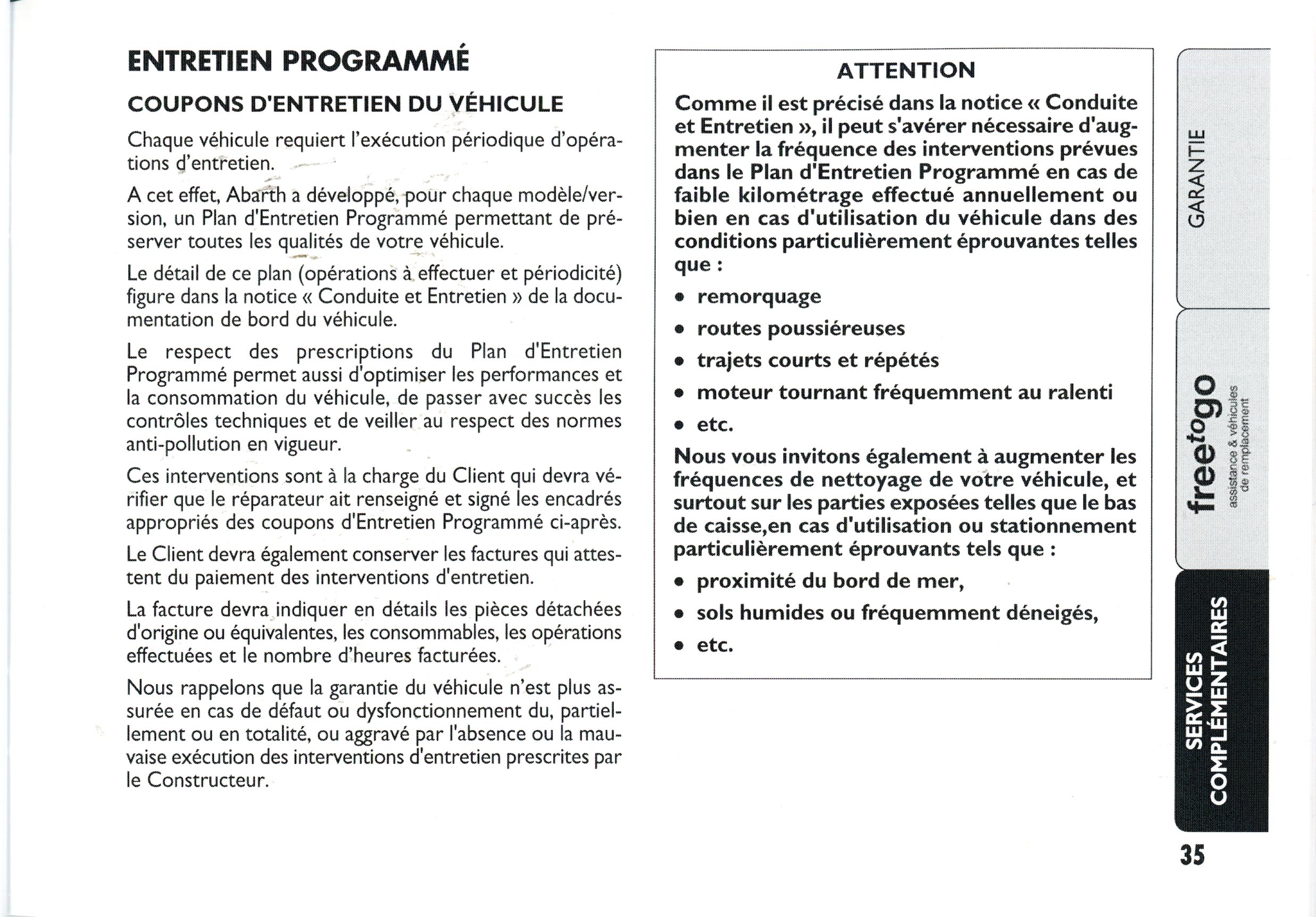 CARNET DENTRETIEN ABARTH