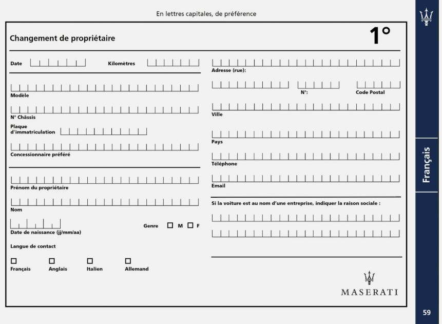 LIVRET ENTETIEN MASERATI 3200