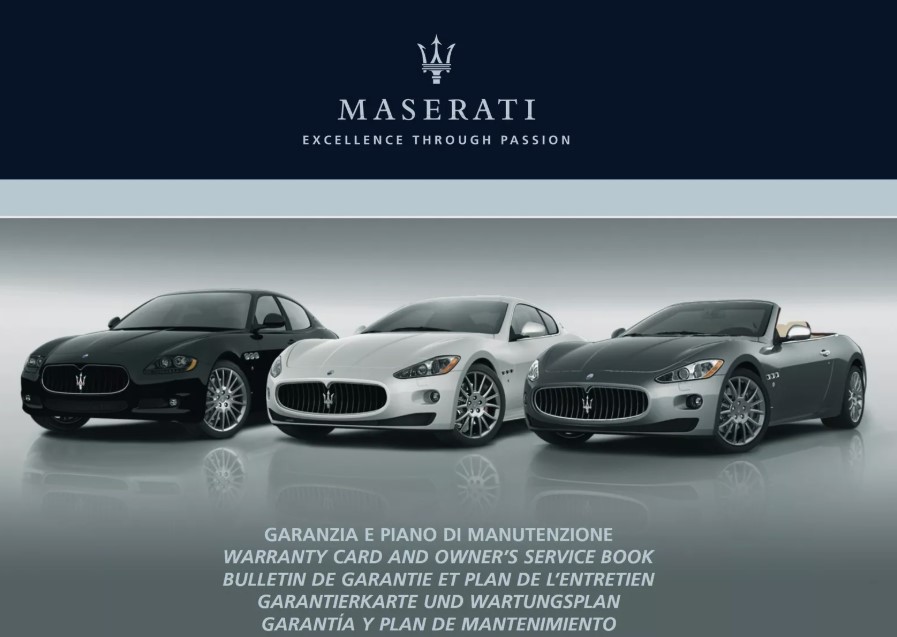 LIVRET ENTETIEN MASERATI