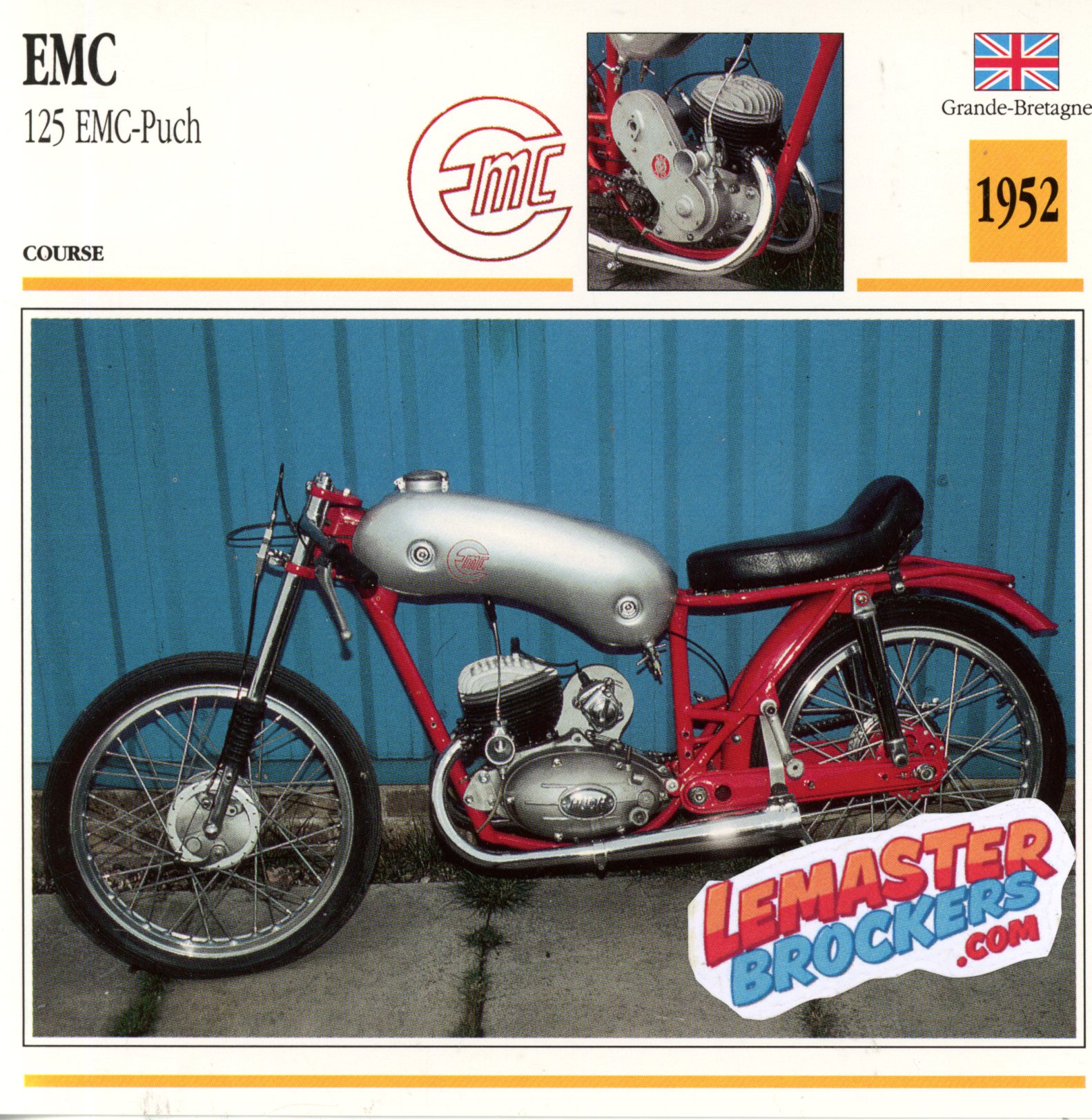 FICHE MOTO 125 EMC PUCH 1952