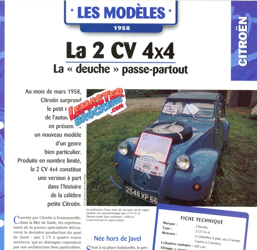 FICHE AUTO CITROEN 2CV 4X4 1958