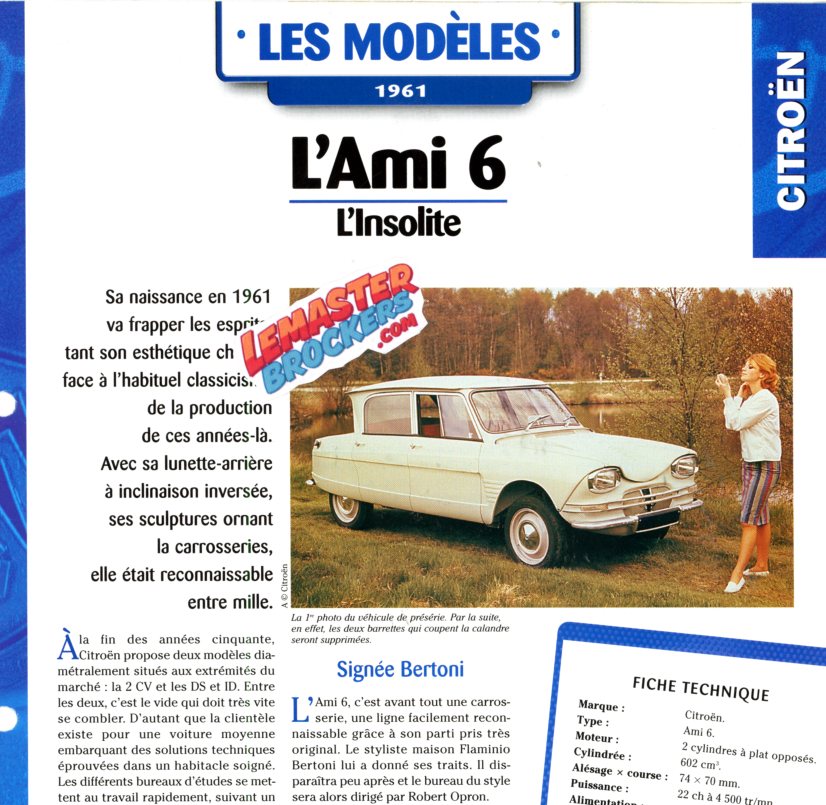 FICHE AUTO CITROEN AMI 6 1961